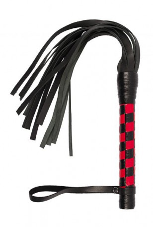 Флогер VIP Leather Flogger, BLACK/RED