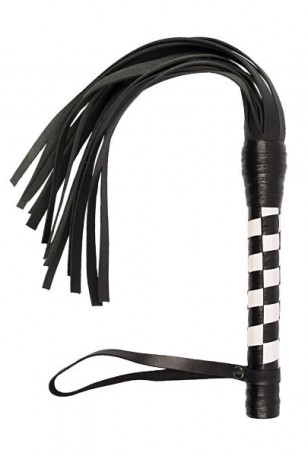 Флогер VIP Leather Flogger, BLACK/WHITE