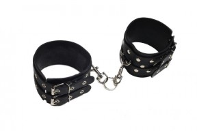Окови Leather Double Fix Leg Cuffs, BLACK