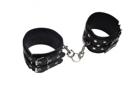 Окови Leather Double Fix Leg Cuffs, BLACK