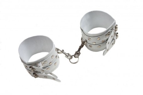 Окови Leather Double Fix Leg Cuffs, WHITE