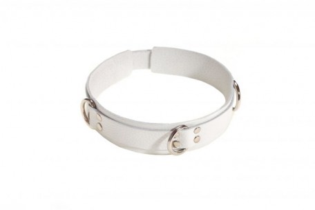 Нашийник Slave leather collar, WHITE