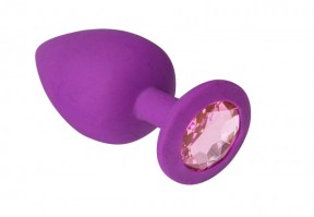 Анальна пробка, Purple Silicone Pink Topaz, M