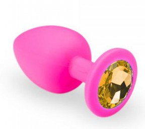 Анальная пробка, Pink Silicone Citrine, L