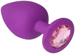 Анальний корок, Purple Silicone Pink Topaz, L