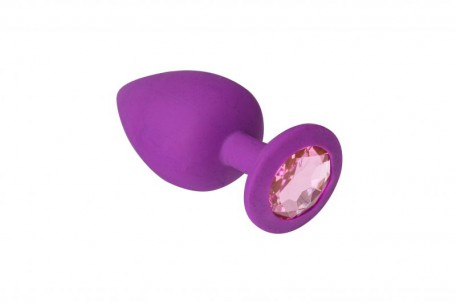 Анальний корок, Purple Silicone Pink Topaz, S