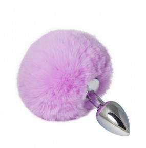 Металевий анальний затор з помпоном S, light purple
