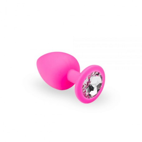 Анальний затор, Pink Silicone Diamond, M