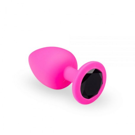 Анальний затор, Pink Silicone Black Diamond, L