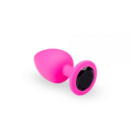 Анальний затор, Pink Silicone Black Diamond, M