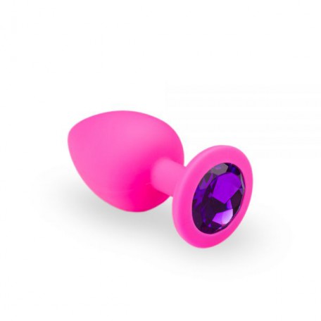 Анальний затор, Pink Silicone Amethyst, L