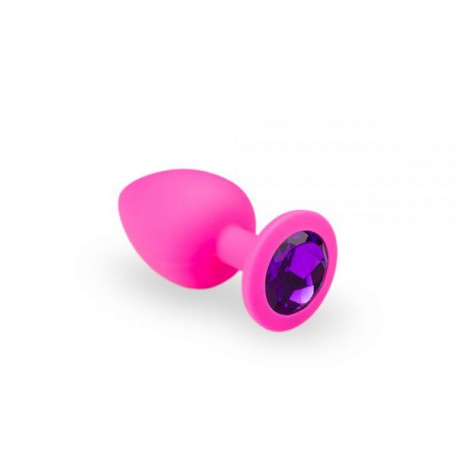 Анальная пробка, Pink Silicone Amethyst, M