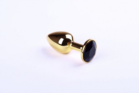 Анальная пробка,Gold Black Diamond,S