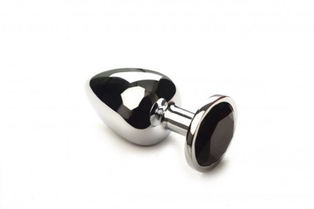 Анальная пробка утяжеленная, Silver Black Diamond, L