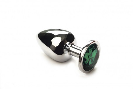 Анальная пробка утяжеленная, Silver Emerald, L