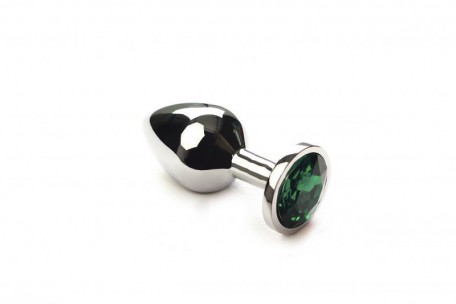 Анальная пробка утяжеленная, Silver Emerald, M