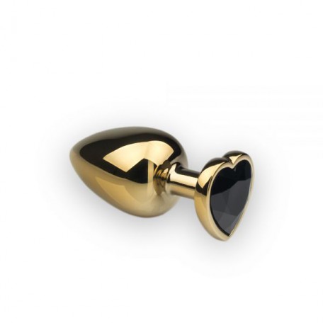 Анальная пробка,Gold Heart Black Diamond, L