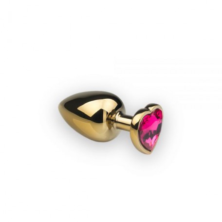 Анальная пробка,Gold Heart Pink-Rhodolite, M