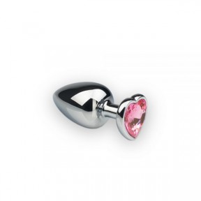 Анальная пробка, Silver Heart Pink Topaz, M
