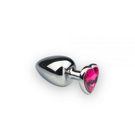 Анальная пробка, Silver Heart Pink-Rhodolite, M