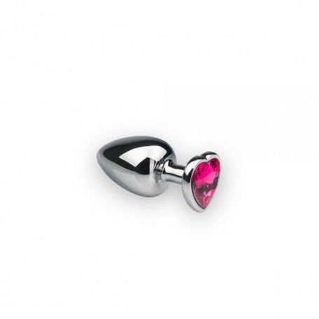Анальная пробка, Silver Heart Pink-Rhodolite, S