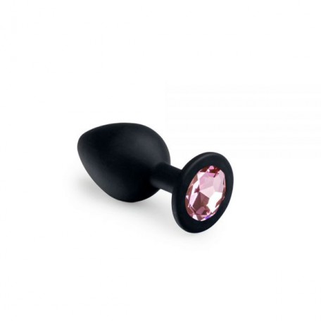 Анальная пробка, Black Silicone Pink Topaz, M