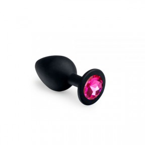 Анальная пробка, Black Silicone Pink-Rhodolite, M