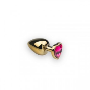 Анальная пробка,Gold Heart Pink-Rhodolite, S