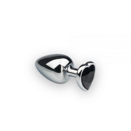 Анальная пробка, Silver Heart Black Diamond, M