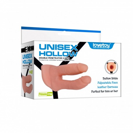 Подвійний страпон Lovetoy Unisex Hollow Double Penetrator 6