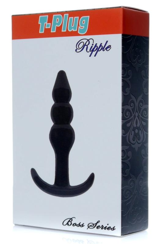 Анальний плаг з м'якого матеріалу boss series - t plug ripple black