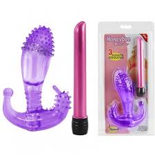 Вібростимулятор з насадкою для потрійної стимуляції Honeybee Vibrator