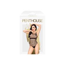 Боді Penthouse Enjoy The Moment S/L Black, велика сітка, щільна вставка під грудьми Кітті