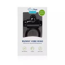 Вібро-ерекційне кільце Easytoys з кроликом, чорне, 7.4 х 5.5 см