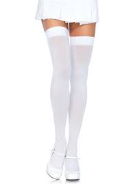 Чулки эротические Leg Avenue Nylon Thigh Highs 4/5 Белый